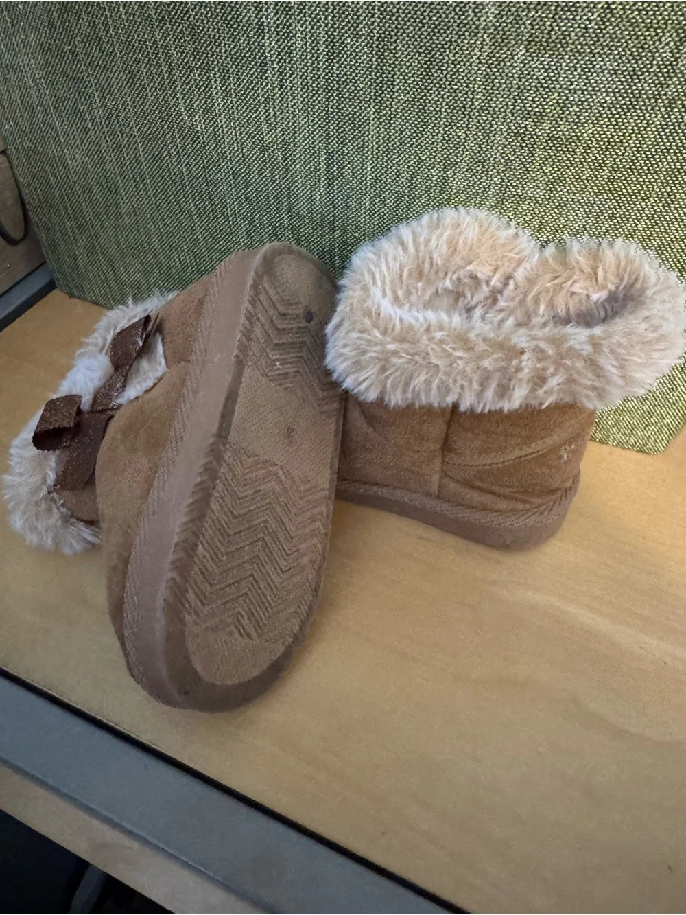 Kids Faux Shearling Booties - Tan